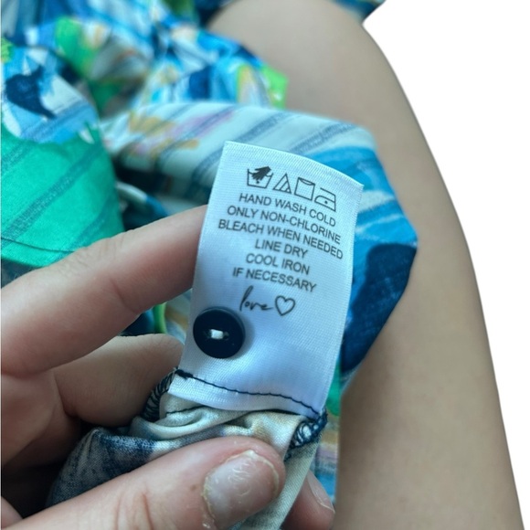 NIC + ZOE Scribble Vines Shirt Dress Size Small Green Blue Preppy NWOT - Picture 10 of 11